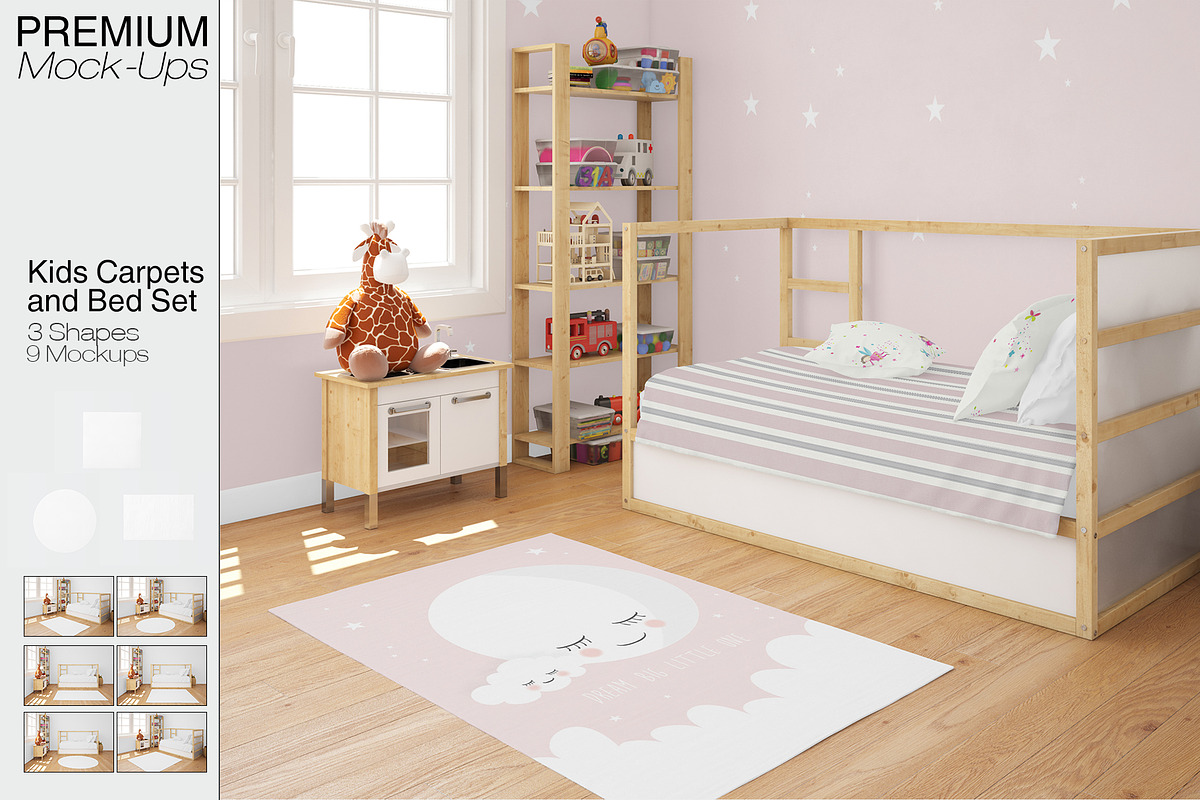 Carpets & Bed Set - Kids Room  in Product Mockups - product preview 8