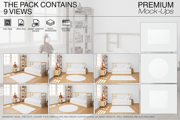 Carpets & Bed Set - Kids Room  in Product Mockups - product preview 1