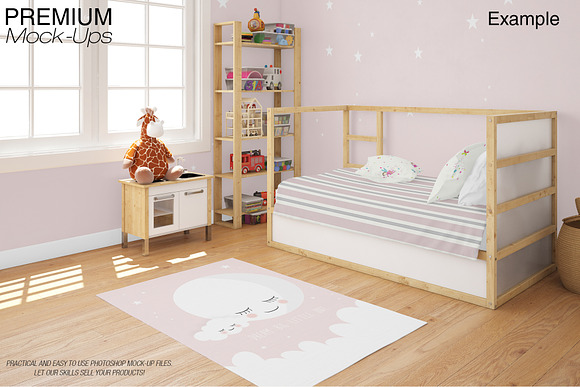 Carpets & Bed Set - Kids Room  in Product Mockups - product preview 9