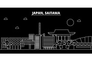 Saitama silhouette skyline. Japan - Saitama vector city, japanese linear architecture, buildings. Saitama travel illustration, outline landmarks. Japan flat icon, japanese line banner