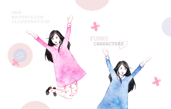 Funny girls in Illustrations - product preview 3