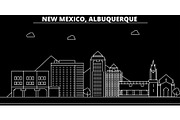 Albuquerque silhouette skyline. USA - Albuquerque vector city, american linear architecture, buildings. Albuquerque line travel illustration, landmarks. USA flat icon, american outline design banner