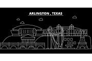 Arlington silhouette skyline. USA - Arlington vector city, american linear architecture, buildings. Arlington travel illustration, outline landmarks. USA flat icon, american line banner
