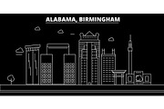 Birmingham silhouette skyline. USA - Birmingham vector city, american linear architecture, buildings. Birmingham travel illustration, outline landmarks. USA flat icon, american line banner