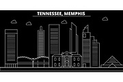 Memphis silhouette skyline. USA - Memphis vector city, american linear architecture, buildings. Memphis travel illustration, outline landmarks. USA flat icon, american line banner
