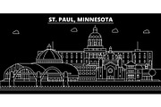 St. Paul silhouette skyline. USA - St. Paul vector city, american linear architecture, buildings. St. Paul travel illustration, outline landmarks. USA flat icon, american line banner