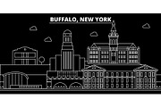 Buffalo silhouette skyline. USA - Buffalo vector city, american linear architecture, buildings. Buffalo travel illustration, outline landmarks. USA flat icon, american line banner