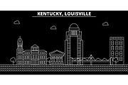 Louisville silhouette skyline. USA - Louisville vector city, american linear architecture, buildings. Louisville travel illustration, outline landmarks. USA flat icon, american line banner