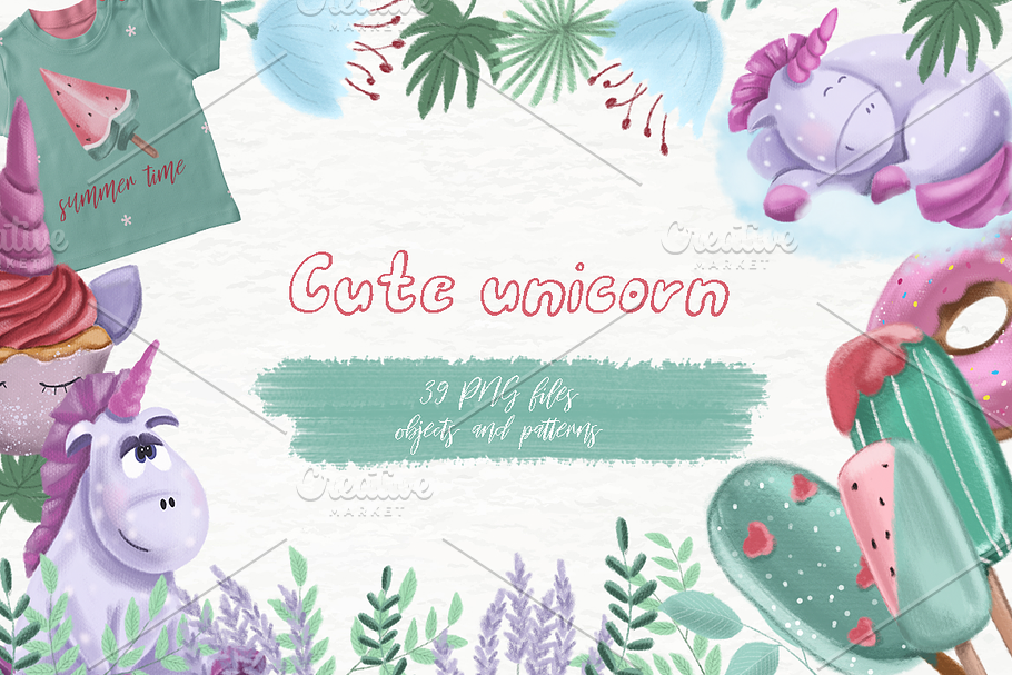 Cute unicorns in Illustrations - product preview 8
