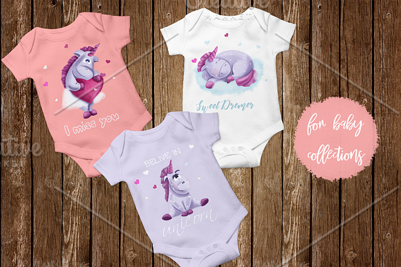 Cute unicorns in Illustrations - product preview 2