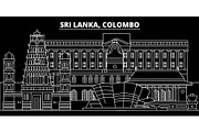 Colombo silhouette skyline. Sri Lanka - Colombo vector city, sri lankan linear architecture, buildings. Colombo travel illustration, outline landmarks. Sri Lanka flat icon, sri lankan line banner