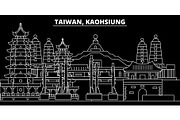 Kaohsiung silhouette skyline. Taiwan - Kaohsiung vector city, taiwanese linear architecture. Kaohsiung line travel illustration, landmarks. Taiwan flat icon, taiwanese outline design banner