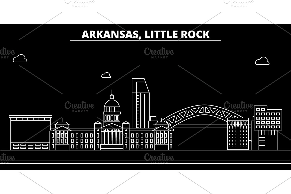 Little Rock silhouette skyline. USA - Little Rock vector city, american linear architecture, buildings. Little Rock travel illustration, outline landmarks. USA flat icon, american line banner in Illustrations - product preview 8