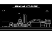 Little Rock silhouette skyline. USA - Little Rock vector city, american linear architecture, buildings. Little Rock travel illustration, outline landmarks. USA flat icon, american line banner