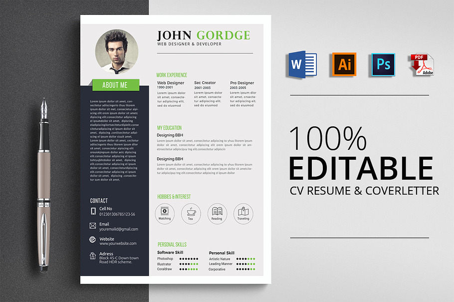 Creative Job CV Resume Word File in Resume Templates - product preview 8