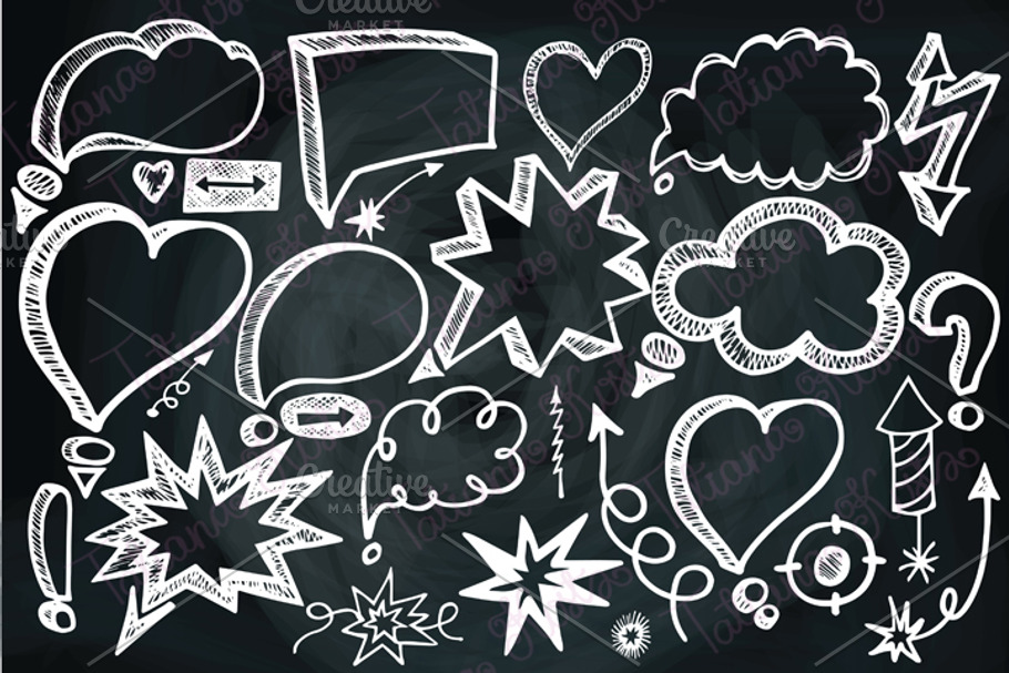 Speech Bubbles,Doodle arrows,Chalk in Objects - product preview 8