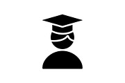 Web icon. Student black on white 