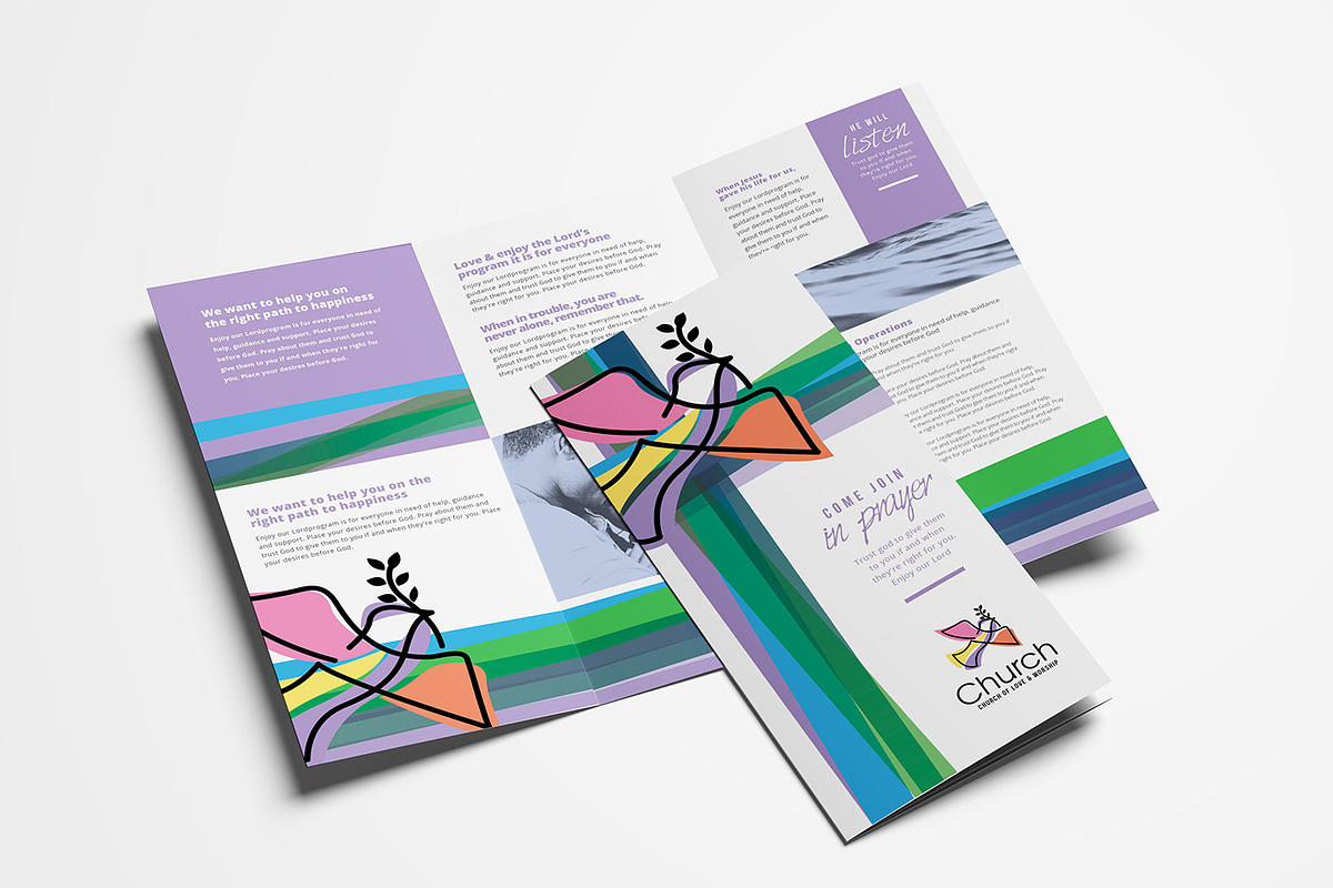 Modern Church Trifold Brochure in Brochure Templates - product preview 8