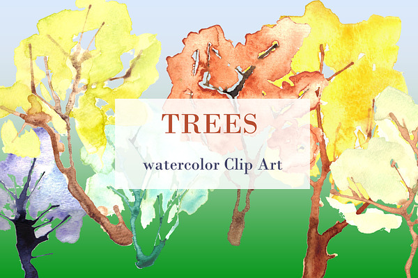 Trees watercolor Clip Art
