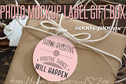 Photo Mockup, label and gift box rec
