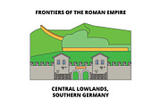 Frontiers Of The Roman Empire, Central Lowlands, Northern England line icon concept. Frontiers Of The Roman Empire, Central Lowlands, Northern England flat vector sign, symbol, illustration.
