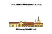 Germany, Maulbronn, Maulbronn Monastery Complex line icon concept. Germany, Maulbronn, Maulbronn Monastery Complex flat vector sign, symbol, illustration.