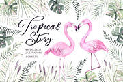 Tropical story. All about flamingo