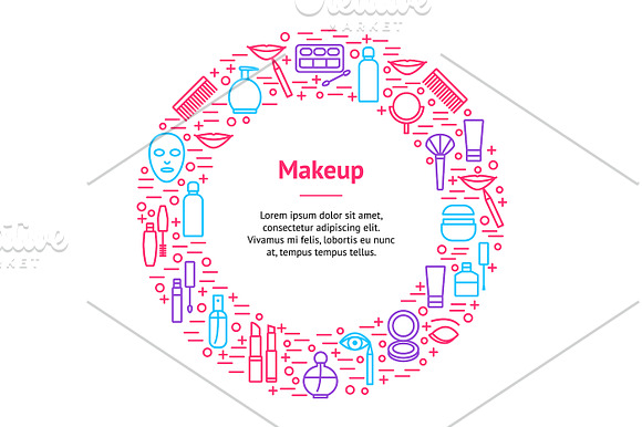Female Make Up Banner Card Set in Illustrations - product preview 4