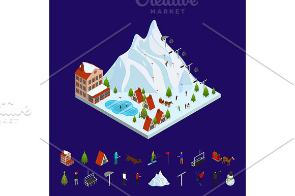 Ski Resort Concept and Elements  in Illustrations - product preview 1