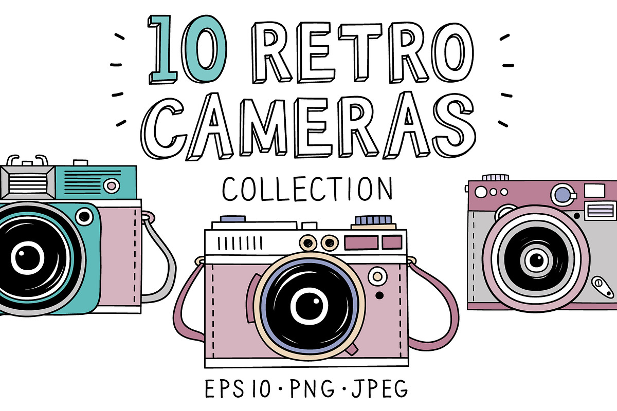 10 Retro photo cameras ♥ in Illustrations - product preview 8