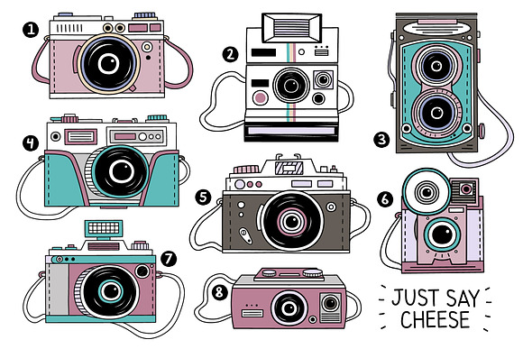 10 Retro photo cameras ♥ in Illustrations - product preview 1