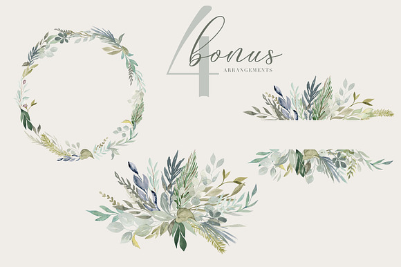 Foliage - Watercolor Leaves in Illustrations - product preview 3