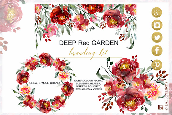 Deep Red Garden Branding kit in Illustrations - product preview 1