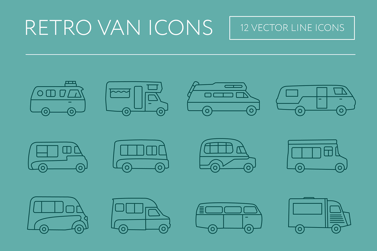 Retro Van Icons in House Icons - product preview 8