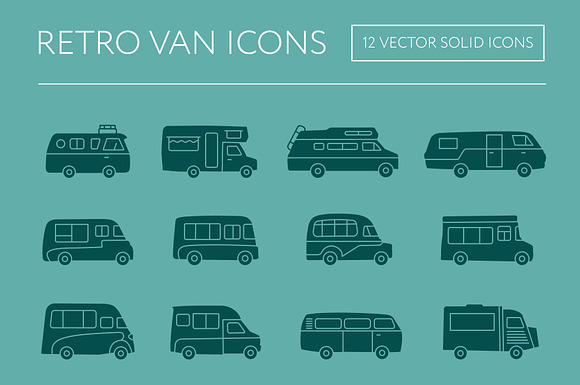 Retro Van Icons in House Icons - product preview 1