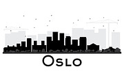 Oslo Norway skyline black and white 