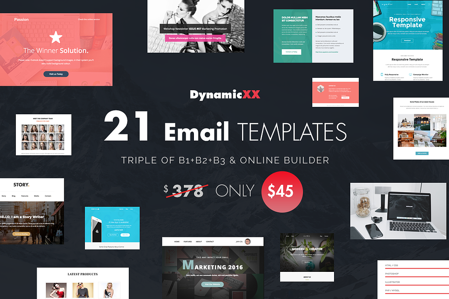 BUNDLE of 21 Email Templates -Triple