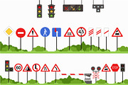 Road signs set, various traffic sign vector illustrations