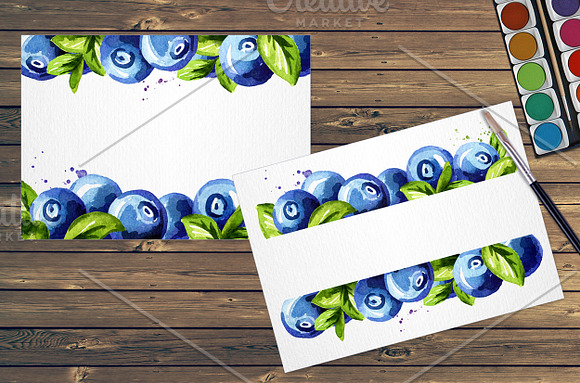 Blueberry. Watercolor collection in Illustrations - product preview 5