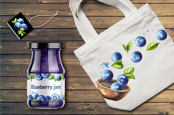 Blueberry. Watercolor collection in Illustrations - product preview 6