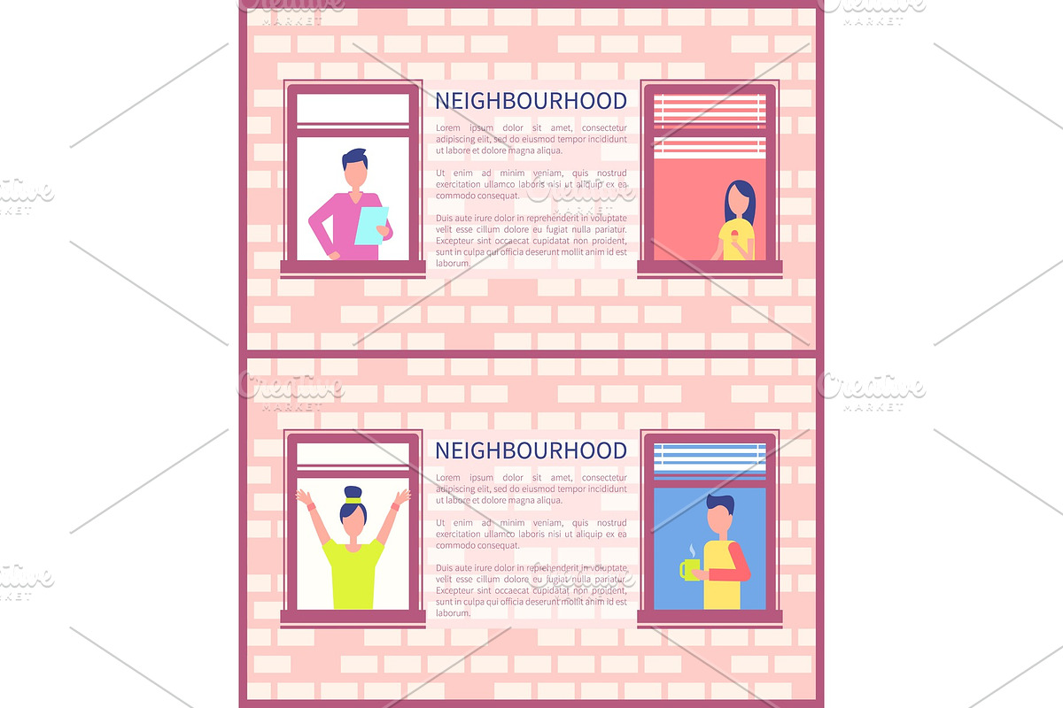 Neighbourhood Poster Copy Space Text Brick Wall in Illustrations - product preview 8