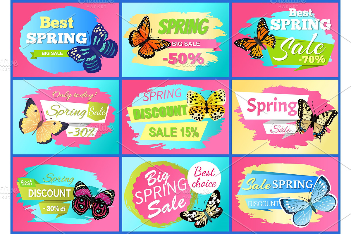 Sale Spring Discounts Set Vector Illustration in Illustrations - product preview 8