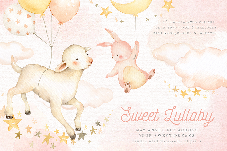 Sweet Lullaby Watercolor Clip Art