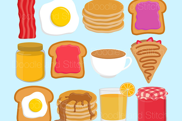 Breakfast Food Clipart Illustrations in Illustrations - product preview 1