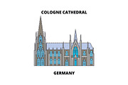 Cologne Cathedral, Germany  line icon concept. Cologne Cathedral, Germany  flat vector sign, symbol, illustration.