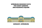 Germany, Wurzburg Residence line icon concept. Germany, Wurzburg Residence flat vector sign, symbol, illustration.