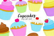 Cupcakes Clipart Illustration Set