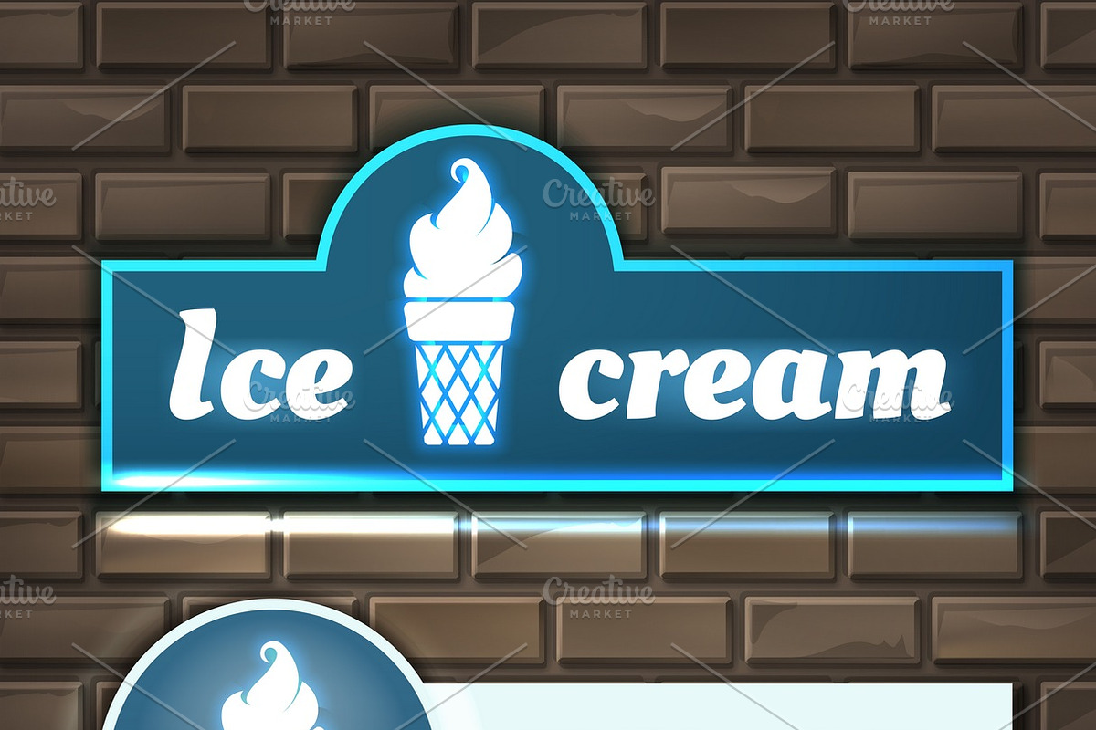 Ice cream signboard in Illustrations - product preview 8