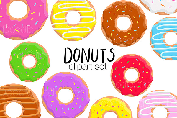 Donut Clipart Illustration set
