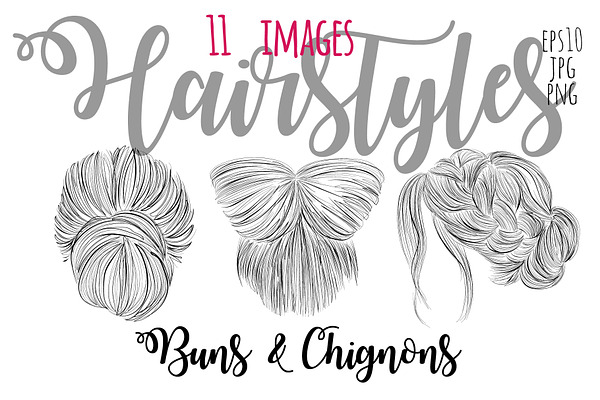 Hairstyles: buns and chignons vector